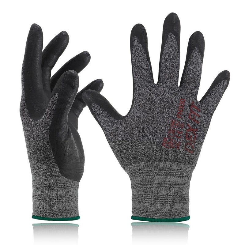 DEX FIT Nitrile Work Gloves FN330, 12 Pairs, 3D-Comfort Stretchy Fit, Firm Grip, Thin & Lightweight, Touch-Screen Compatible, Durable, Breathable & Cool, Machine Washable; Black Grey M (8) - Image 1